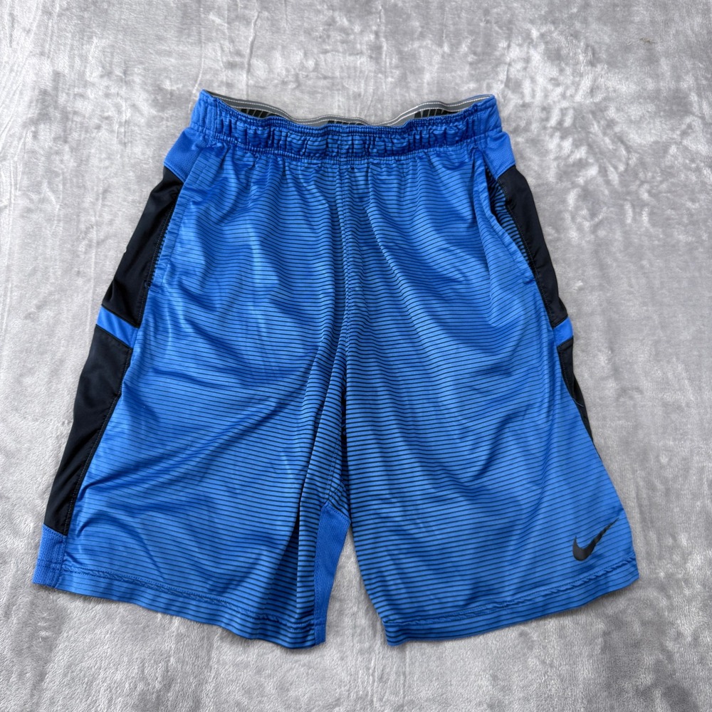 Nike Dri-FIT Basketball Shorts Mens Size M Blue Black Striped Athletic Gym